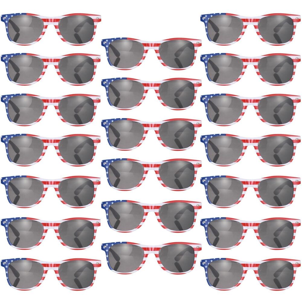 8318 20 Pack Bulk American Flag Sunglasses USA Patriotic Glasses for 4th of